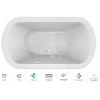 Jacuzzi Duetta 72" Drop-In Spa Combination Bathtub with Center Drain, Whisper+ Technology™, and Illumatherapy -Jacuzzi Sales Store jacuzzi due7242ccr4ipww 100825
