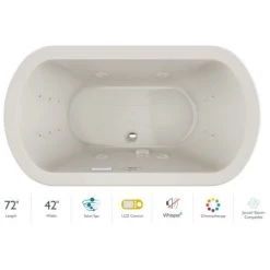 Jacuzzi Duetta 72" Drop-In Spa Combination Bathtub with Center Drain, Chromatherapy, and LCD Controls Technology