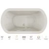 Jacuzzi Duetta 72" Drop-In Whirlpool Bathtub with Center Drain, Whisper+ and Chromatherapy