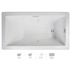 Jacuzzi Elara 60" Acrylic Air Bathtub for Drop-In Installations with Right Drain