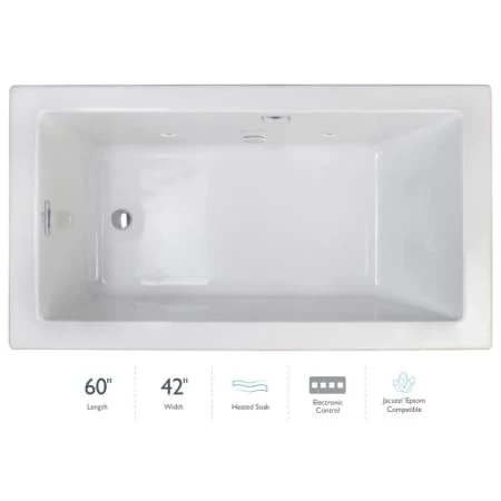 Jacuzzi Elara 60" Drop-In Soaking Bathtub with Right Drain and Heated Soak 2 Jacuzzi Elara 60" Drop-In Soaking Bathtub with Right Drain and Heated Soak