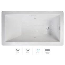 Jacuzzi Elara 66" Acrylic Air Bathtub for Drop-In Installations with Left Drain and Basic Controls