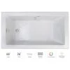 Jacuzzi Elara 66" Drop-In Soaking Bathtub with Right Drain, Heated Soak, and Chromatherapy Technology
