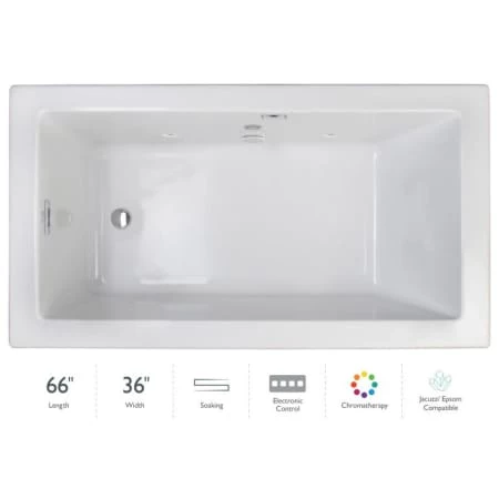 Jacuzzi Elara 66" Drop-In Soaking Bathtub with Right Drain, Heated Soak, and Chromatherapy Technology 3 Jacuzzi Elara 66" Drop-In Soaking Bathtub with Right Drain, Heated Soak, and Chromatherapy Technology