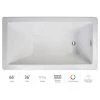 Jacuzzi Elara 66" Acrylic Soaking Bathtub for Drop In Installations with Reversible Drain and Chromatherapy Lighting -Jacuzzi Sales Store jacuzzi ela6636bux2cxw 100825