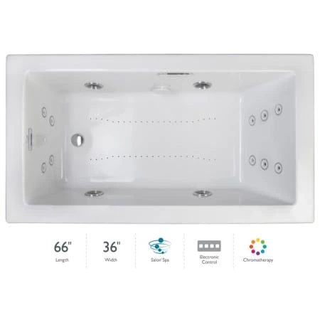 Jacuzzi Elara 66" Acrylic Air / Whirlpool Bathtub for Drop-In Installations with Left Drain, Chromatherapy Lighting, Heater, and Luxury Controls 3 Jacuzzi Elara 66" Acrylic Air / Whirlpool Bathtub for Drop-In Installations with Left Drain, Chromatherapy Lighting, Heater, and Luxury Controls