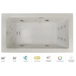 Jacuzzi Elara 66" Drop-In Spa Combination Bathtub with Left Drain, Chromatherapy, and LCD Controls Technology
