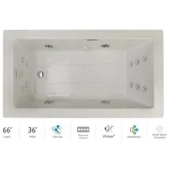 Jacuzzi Elara 66" Drop-In Spa Combination Bathtub with Right Drain, Whisper+ Technology™, and Illumatherapy