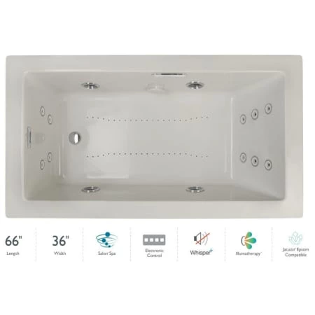 Jacuzzi Elara 66" Drop-In Spa Combination Bathtub with Right Drain, Whisper+ Technology™, and Illumatherapy 3 Jacuzzi Elara 66" Drop-In Spa Combination Bathtub with Right Drain, Whisper+ Technology™, and Illumatherapy