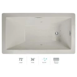 Jacuzzi Elara 72" Acrylic Air Bathtub for Drop-In Installations with Left Drain and Basic Controls