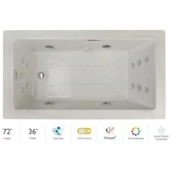 Jacuzzi Elara 72" Drop-In Spa Combination Bathtub with Right Drain, Chromatherapy, and LCD Controls Technology