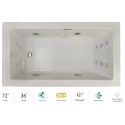 Jacuzzi Elara 72" Drop-In Spa Combination Bathtub with Right Drain, LCD Controls, and Illumatherapy