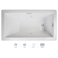 Jacuzzi Elara 72" Acrylic Air Bathtub for Drop-In Installations with Left Drain and Basic Controls