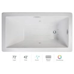 Jacuzzi Elara 72" x 42" Pure Air Drop In Bathtub with Right Drain and Chromatherapy Lighting - Luxury Controls and Left Hand Blower