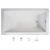 Jacuzzi Elara 72" x 42" Acrylic Soaking Bathtub for Drop In Installations with Reversible Drain