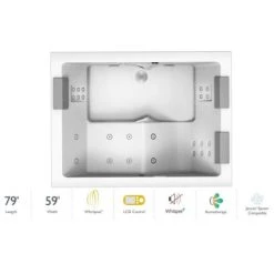 Jacuzzi Elara® Plus 79" Drop In Acrylic Whirlpool Tub with Front Drain, Drain Assembly, and Overflow - Includes Whisper+ Technology™ and J5 Controls