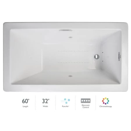 Jacuzzi Elara Low Profile 60" x 32" Acrylic Air Bathtub for Drop-In Installations with Right Drain and Chromatherapy Lighting 3 Jacuzzi Elara Low Profile 60" x 32" Acrylic Air Bathtub for Drop-In Installations with Right Drain and Chromatherapy Lighting