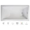 Jacuzzi Elara Low Profile 60" x 32" Acrylic Soaking Bathtub for Drop-In Installations with Reversible Drain and Chromatherapy Lighting -Jacuzzi Sales Store jacuzzi ell6032bux2cxw 100825