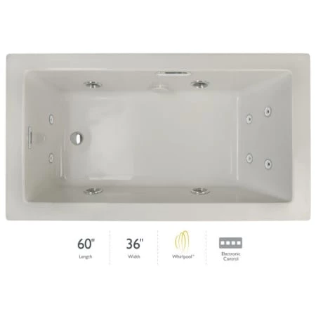 Jacuzzi Elara Low Profile 60" x 36" Acrylic Whirlpool Bathtub for Drop-In Installations with Left Drain and Basic Controls 3 Jacuzzi Elara Low Profile 60" x 36" Acrylic Whirlpool Bathtub for Drop-In Installations with Left Drain and Basic Controls