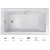 Jacuzzi Elara 66" Drop-In Soaking Bathtub with Left Drain, Heated Soak, and Chromatherapy Technology