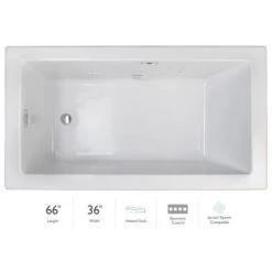 Jacuzzi Elara 66" Drop-In Soaking Bathtub with Left Drain and Heated Soak