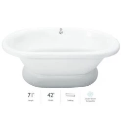 Jacuzzi Era 71" Soaking Freestanding or Clawfoot Bathtub with Center Drain