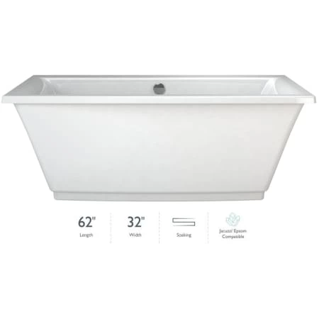 Jacuzzi Fiore 62" Soaking Freestanding Bathtub with Center Drain 3 Jacuzzi Fiore 62" Soaking Freestanding Bathtub with Center Drain