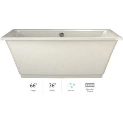 Jacuzzi Fiore 65.5" Pure Air Freestanding Bathtub with Center Drain and Basic Controls