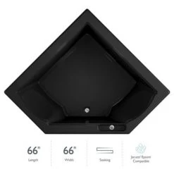 Jacuzzi 66" x 66" Fuzion Drop In Corner Soaking Bathtub with Center Drain - Integrated Drain Assembly Included