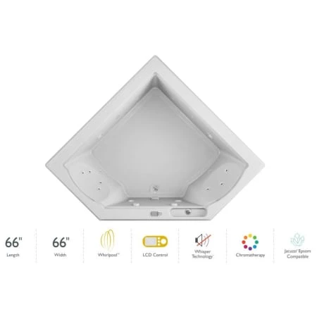 Jacuzzi 66" x 66" Fuzion Drop In Corner Luxury Whirlpool Bathtub with 15 Jets, LCD Controls, Chromatherapy, Heater - Integrated Drain Assembly Included 3 Jacuzzi 66" x 66" Fuzion Drop In Corner Luxury Whirlpool Bathtub with 15 Jets, LCD Controls, Chromatherapy, Heater - Integrated Drain Assembly Included