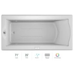 Jacuzzi 72" x 36" Fuzion Drop In Luxury Pure Air®; Bathtub with Luxury Controls, Chromatherapy, Left Drain and Right Blower - Integrated Drain Assembly Included