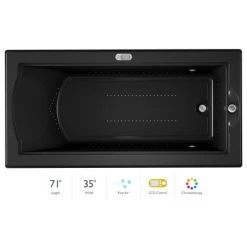 Jacuzzi 72" x 36" Fuzion Drop In Luxury Pure Air®; Bathtub with LCD Controls, Chromatherapy, Right Drain and Left Blower - Integrated Drain Assembly Included