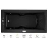 Jacuzzi 72" x 36" Fuzion Drop In Luxury Whirlpool Bathtub with 14 Jets, Luxury Controls, Chromatherapy, Heater, Left Drain and Right Pump - Integrated Drain Assembly Included