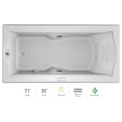 Jacuzzi 72" x 36" Fuzion Drop In Luxury Whirlpool Bathtub with 14 Jets, Luxury Controls, Illumatherapy, Heater, Left Drain and Right Pump - Integrated Drain Assembly Included