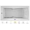 Jacuzzi 72" x 36" Fuzion Drop In Luxury Whirlpool Bathtub with 14 Jets, LCD Controls, Chromatherapy, Heater, Left Drain and Right Pump - Integrated Drain Assembly Included