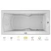 Jacuzzi 72" x 36" Fuzion Drop In Luxury Whirlpool Bathtub with 14 Jets, LCD Controls, Chromatherapy, Heater, Right Drain and Left Pump - Integrated Drain Assembly Included