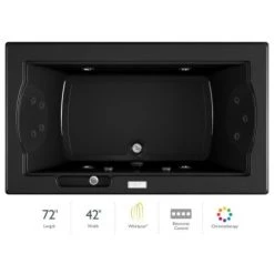 Jacuzzi 72" x 42" Fuzion Drop In Luxury Whirlpool Bathtub with 14 Jets, Luxury Controls, Chromatherapy, Heater, Center Drain and Right Pump - Integrated Drain Assembly Included