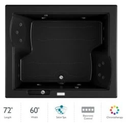 Jacuzzi Fuzion 72" Salon Spa Drop-In or Undermount Bathtub with Chromatherapy, Heater, Center Drain and Luxury Controls