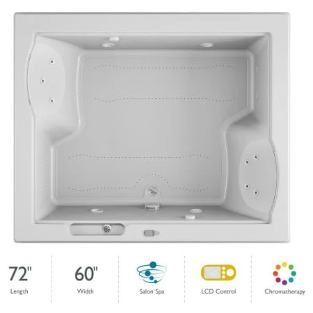 Jacuzzi Fuzion 72" Salon Spa Drop-In or Undermount Bathtub with Chromatherapy, Heater, Center Drain and LCD Controls 3 Jacuzzi Fuzion 72" Salon Spa Drop-In or Undermount Bathtub with Chromatherapy, Heater, Center Drain and LCD Controls