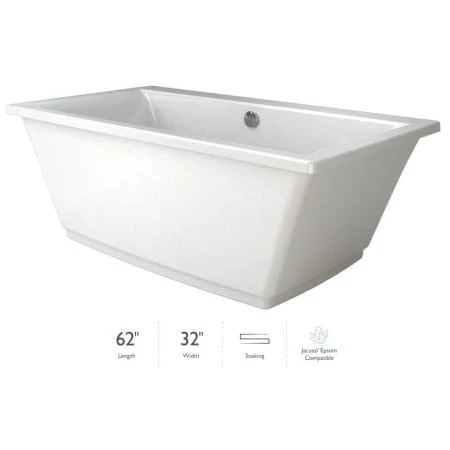 Jacuzzi Fia 62" Soaking Bathtub for Freestanding Installation with Center Drain and Tru-Level Base 3 Jacuzzi Fia 62" Soaking Bathtub for Freestanding Installation with Center Drain and Tru-Level Base