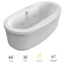 Jacuzzi Inizio 66" x 36" Freestanding Whirlpool with Whisper+ Technology™