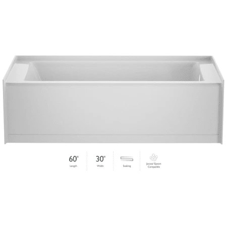 Jacuzzi Signature 60" Three Wall Alcove Acrylic Soaking Tub with Right Drain and Overflow 3 Jacuzzi Signature 60" Three Wall Alcove Acrylic Soaking Tub with Right Drain and Overflow