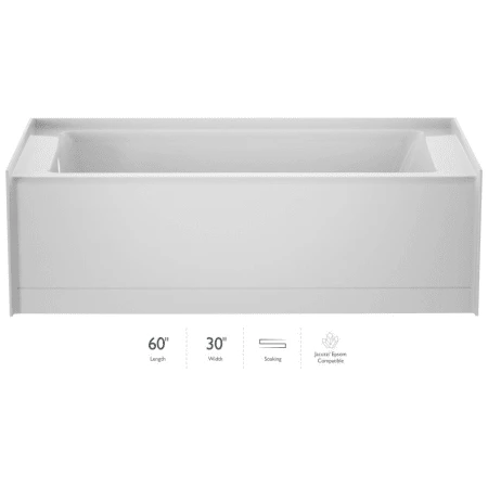 Jacuzzi Signature 60" Three Wall Alcove Acrylic Soaking Tub with Left Drain and Overflow 3 Jacuzzi Signature 60" Three Wall Alcove Acrylic Soaking Tub with Left Drain and Overflow