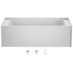 Jacuzzi Signature 60" Three Wall Alcove Acrylic Air / Whirlpool Tub with Right Drain and Overflow