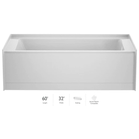 Jacuzzi Signature 60" Three Wall Alcove Acrylic Soaking Tub with Right Drain and Overflow 3 Jacuzzi Signature 60" Three Wall Alcove Acrylic Soaking Tub with Right Drain and Overflow