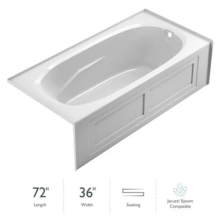 Jacuzzi Signature 72" Acrylic Soaking Bathtub for Alcove Installation with Right Drain 3 Jacuzzi Signature 72" Acrylic Soaking Bathtub for Alcove Installation with Right Drain