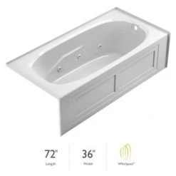 Jacuzzi Signature 72" Acrylic Whirlpool Bathtub for Alcove Installation with Right Drain