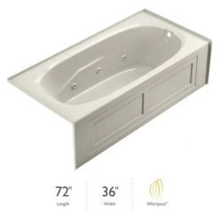 Jacuzzi Signature 72" Acrylic Whirlpool Bathtub for Alcove Installation with Right hand Drain