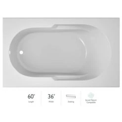 Jacuzzi Signature 60" Drop In Soaking Bathtub with Universal Drain