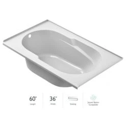 Jacuzzi Signature 60" Drop In Soaking Bathtub with Tiling Flange, and Left Drain